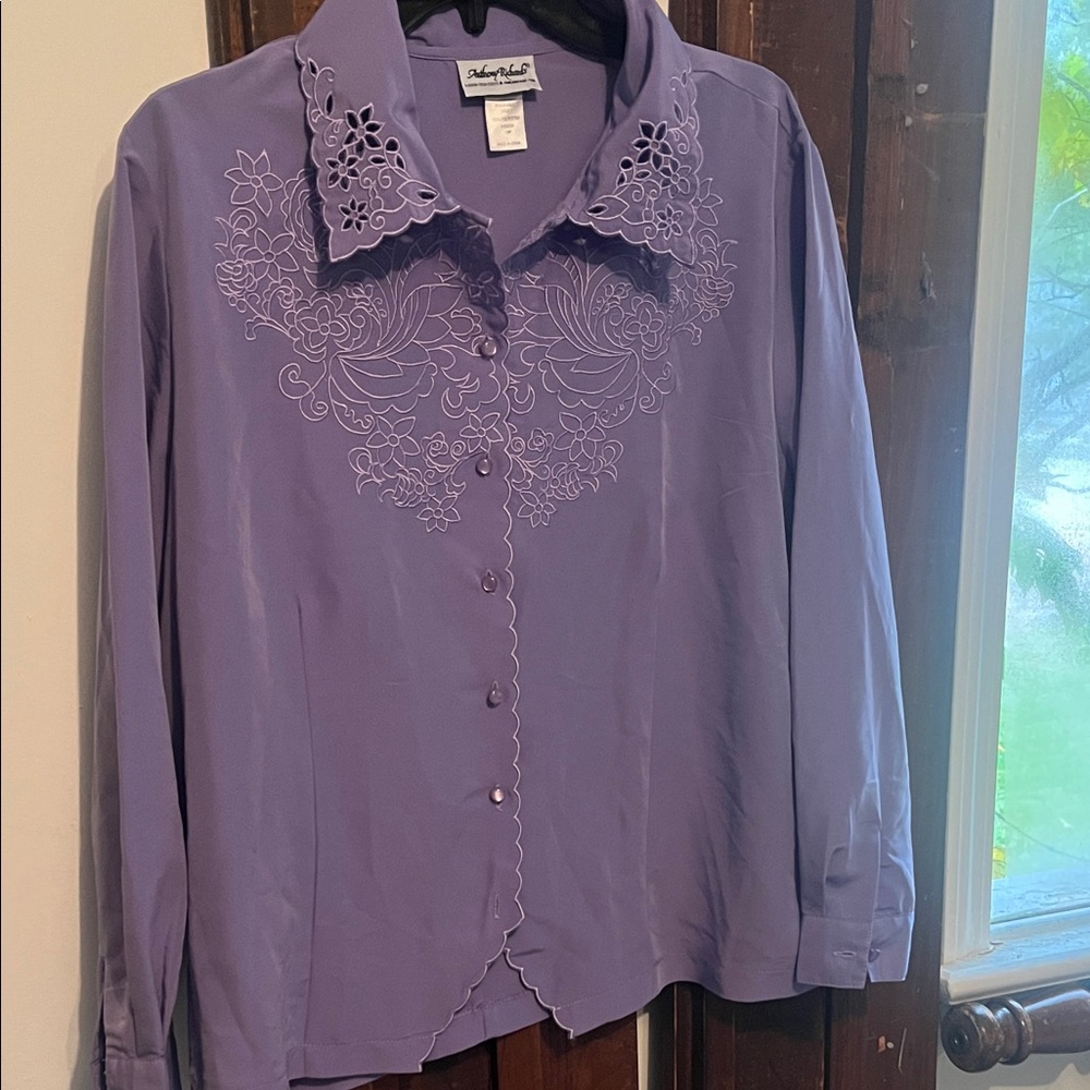 Anthony Richards Lavender Embroidered Blouse